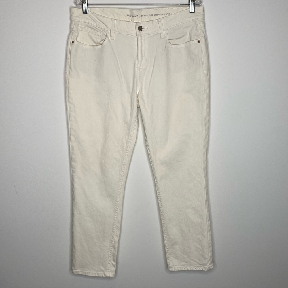 Old Navy White Boyfriend Straight Leg Jeans